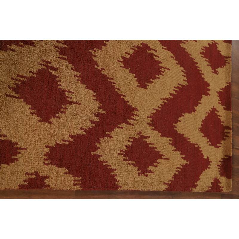 Hand Knotted Oriental 100% Wool Carpet Modern All-Over Yellow & Gold Gabbeh Area Rug - 8' 0'' X 5' 2''