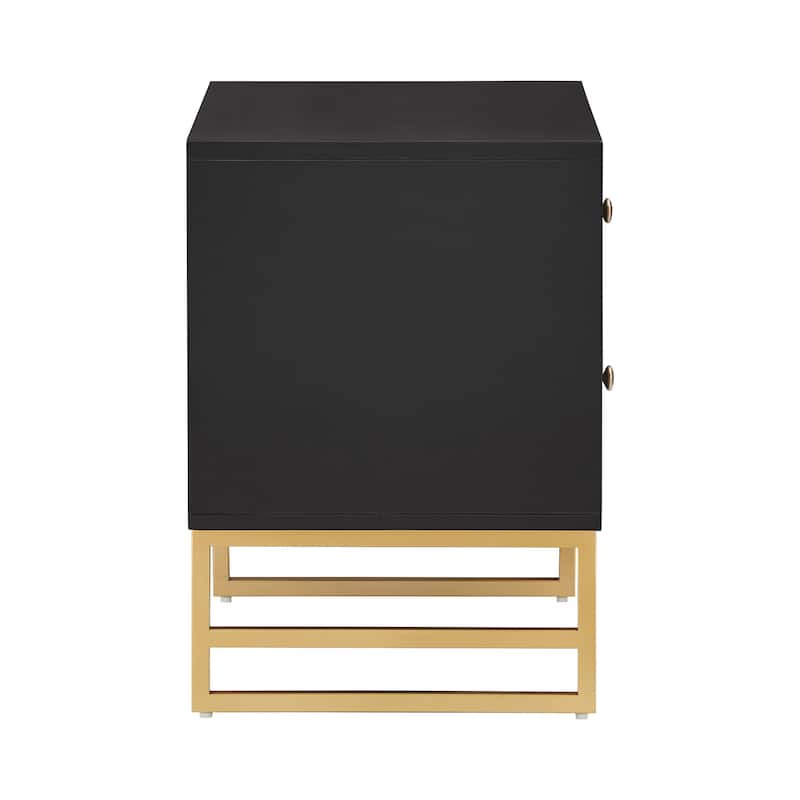 Luna Arched Diamond 2- Drawer Gold Metal End Table by iNSPIRE Q Bold