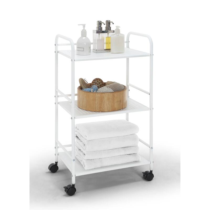 3-Tier Rolling Utility Cart - White
