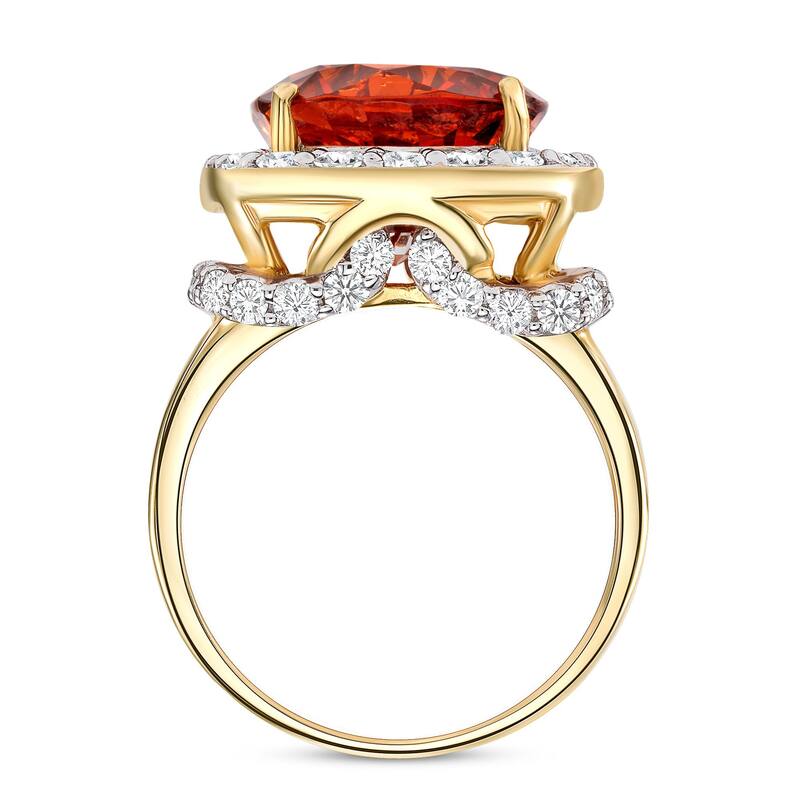 8.14 ct Spessartite Garnet and Diamond Ring in 14k White Gold