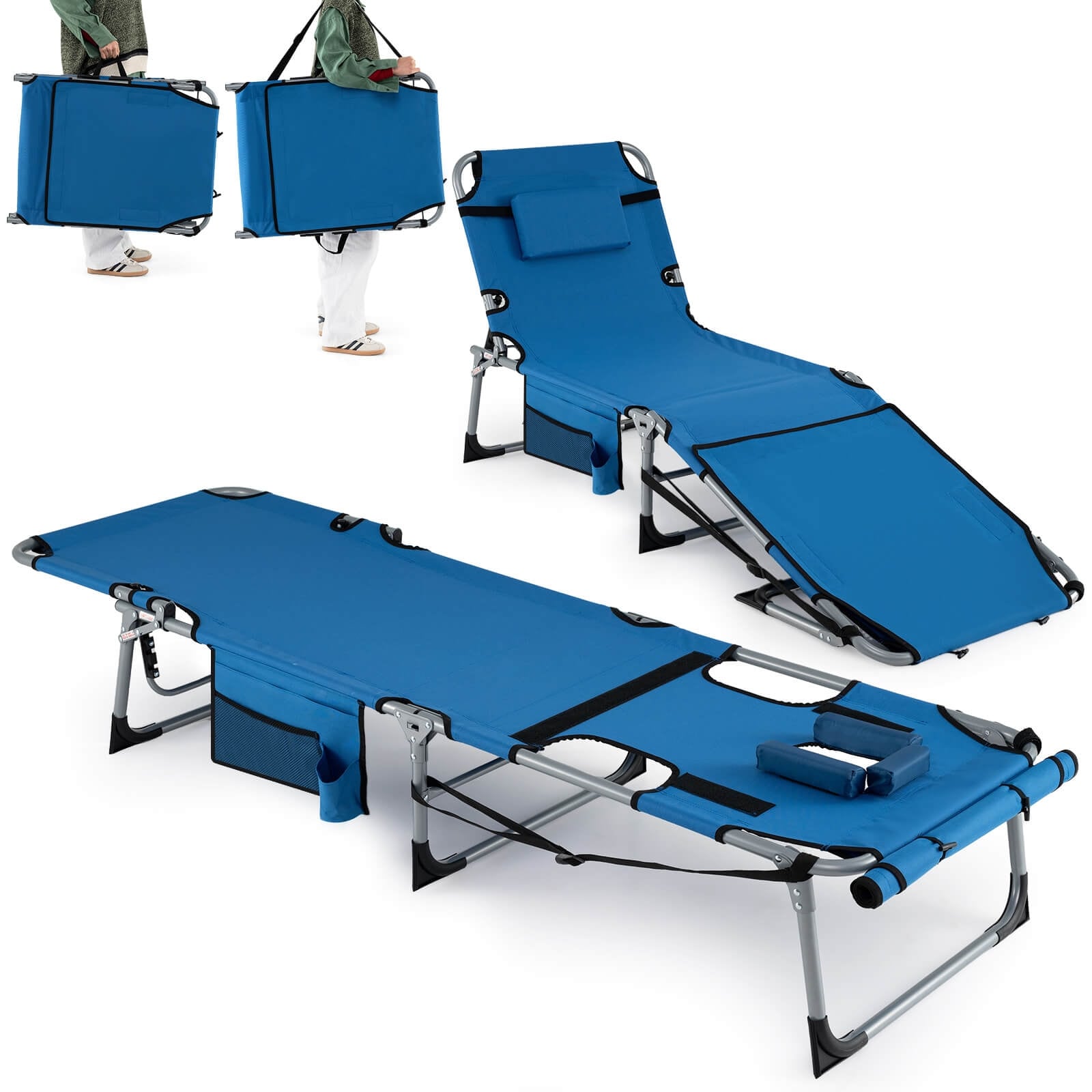 Costway Outdoor Folding Chaise 4-Position Lounge Chair with Face Hole - See Details