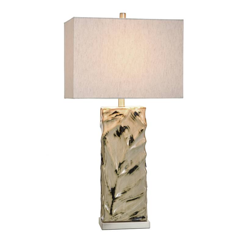 StyleCraft Ceramic Table Lamp - Bali Cream - White Shade