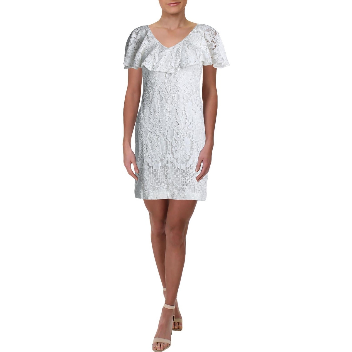 ralph lauren petite lace dress Lauren Ralph Lauren Women's Petite Lace-Bodice Dress (12P, Black)  883806454327