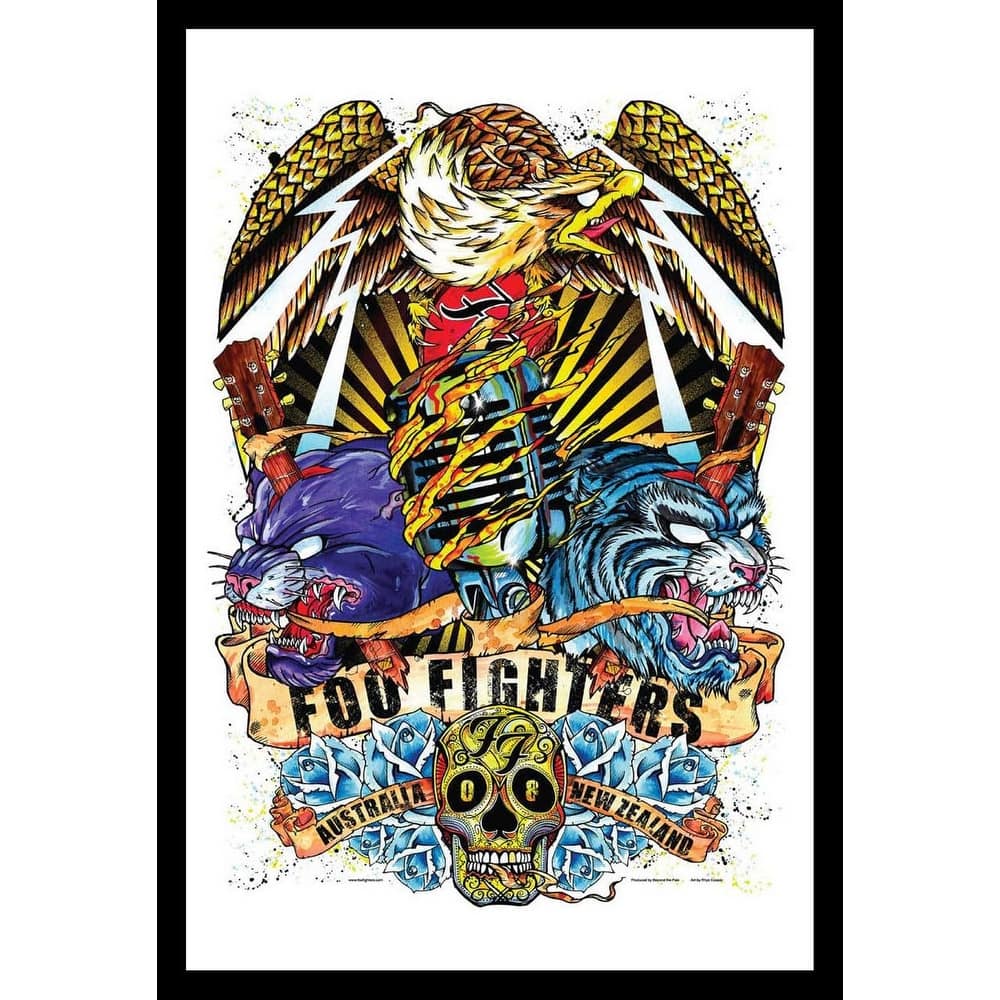 Foo Fighters Down Under Tour Framed Poster - 24 x 36 Inch