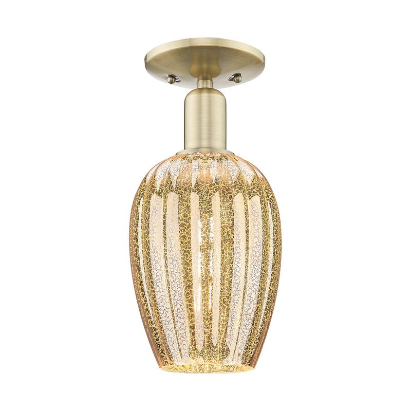 Innovations Lighting 716-1C-13-6 Preston Semi-Flush Preston 6" Wide - Antique Brass / Mercury