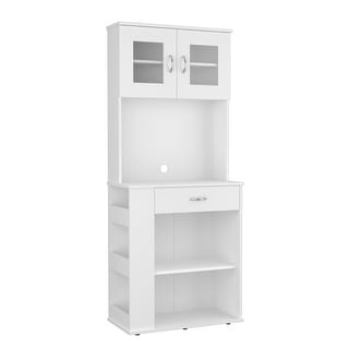 Capienza Pantry Cabinet with Double Doors, 2 Open Shelves, Drawer, and 3 Side Shelves - N/A