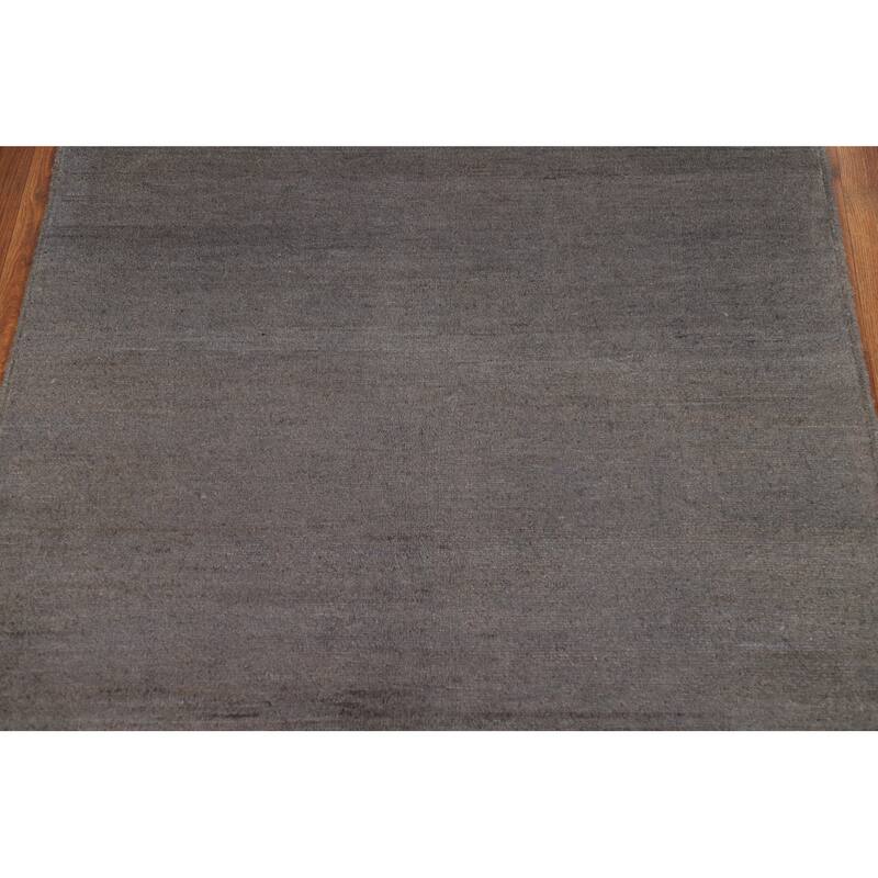 Gray Gabbeh Modern Foyer Rug Hand-Knotted Wool Carpet - 3'5"x 4'11"