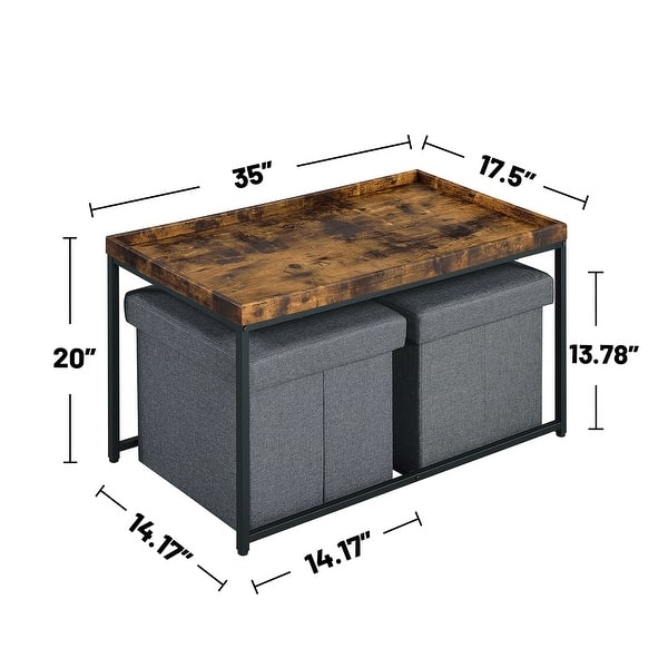 3 Piece Coffee Table Set with Raised Edges - Bed Bath & Beyond - 40780893