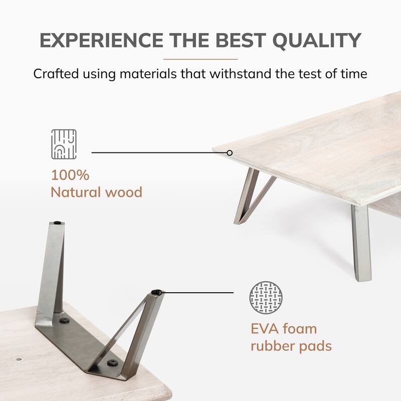 Jani Wood Monitor Stand Riser Desk - Ergonomic Design Stand, Desktop Organizer Table for Home, Office Workspace, Gaming Desk