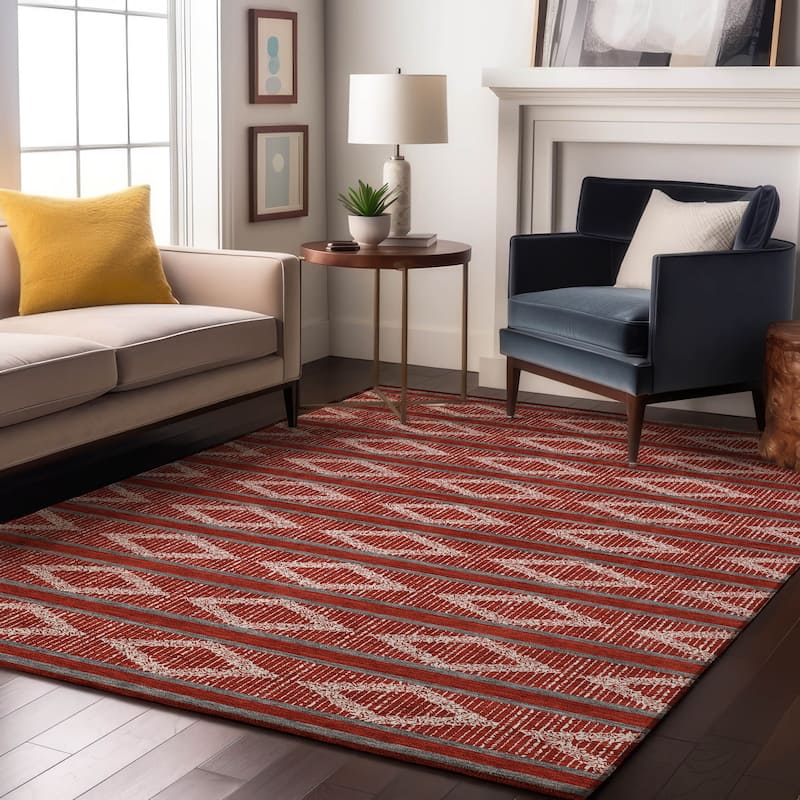Premium Washable Super Soft Geo Diamonds Mayfield Rug - Red - 2'6" x 3'10"