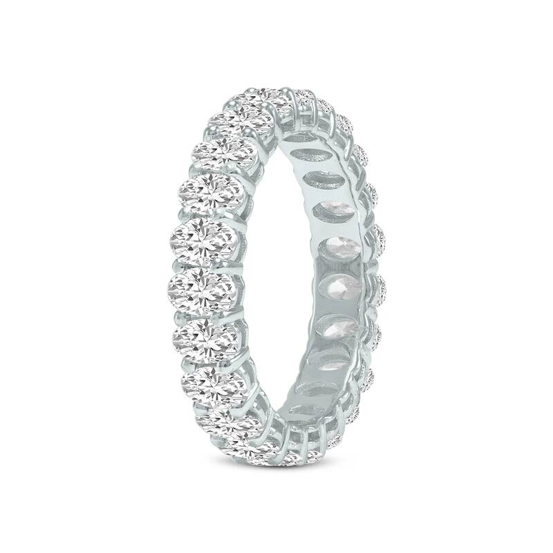 Marquee Jewels Oval Lab Grown Diamond Eternity Band in 14K White Gold (2.40 Carat TW)
