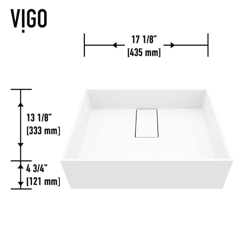 VIGO Bryant 17"L x 13"W x 5"H Matte Stone Rectangular Bathroom Vessel Sink
