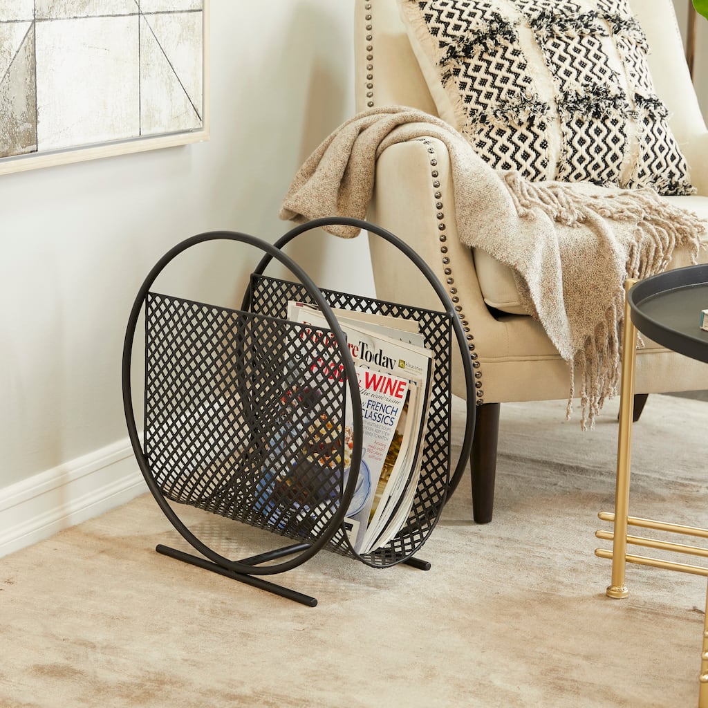 Black Metal Single Slot Magazine Holder with Black Stand - 20 x 10 x 20