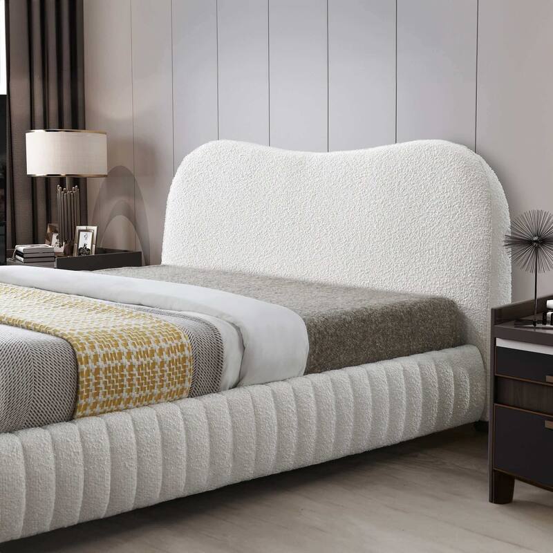 Norme Boucle Upholstered Low Profile Platform Bed