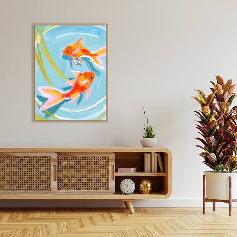 Golden Pond Dance by Ohkimiko Framed Canvas Wall Art Print