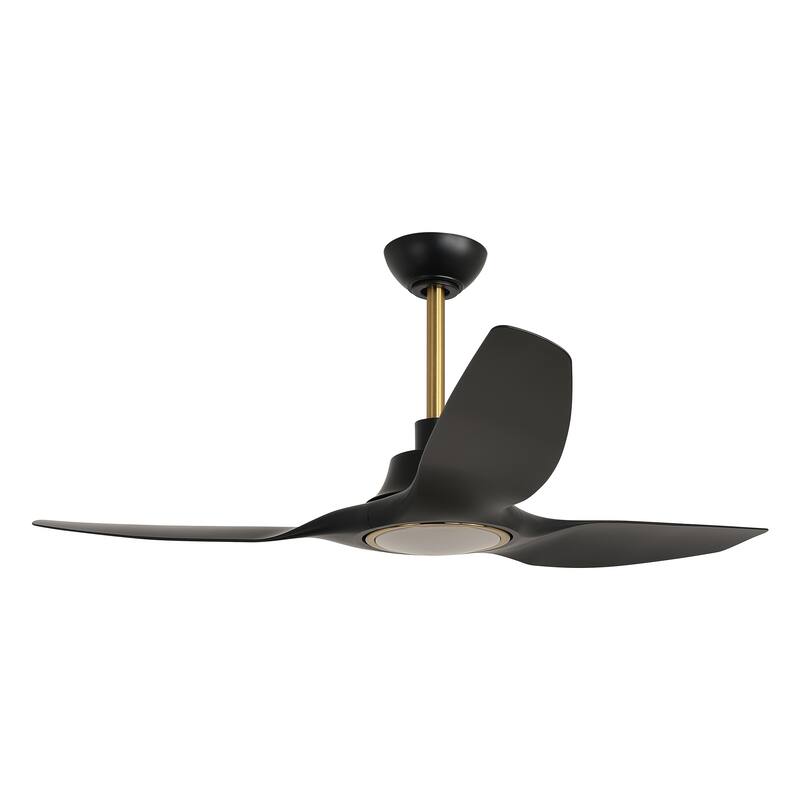 52" Modern Black Dimmable Propeller Smart Ceiling Fan with Light and Remote, App Control, Voice Control