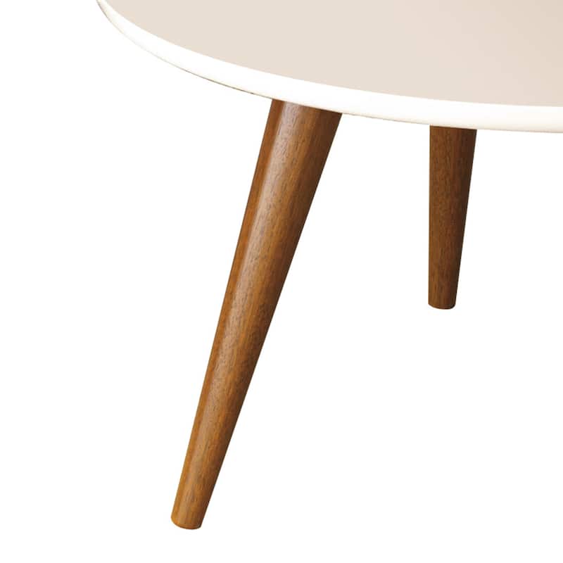 24 Inch Round Wooden Coffee Table with Splayed Legs, White and Brown - 12.4 H x 23.62 W x 23.62 L Inchaes