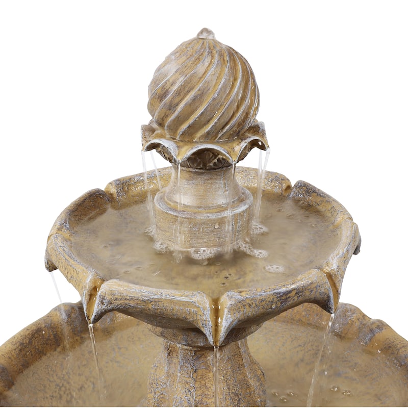 Sunnydaze 2-Tier Solar Outdoor Water Fountain with Battery Backup - 35-Inch