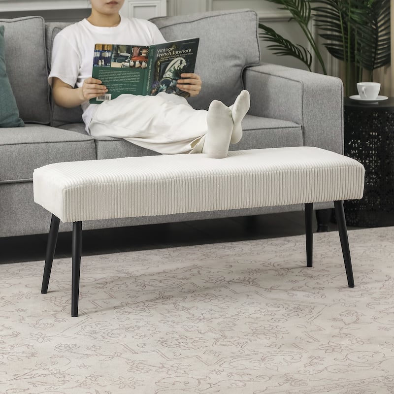 Adeco Modern End of Bed Bench Tufted Ottoman