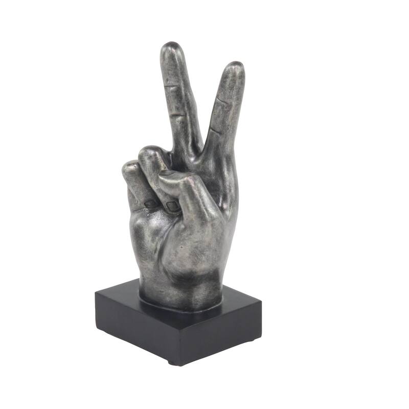 Dark Gray or Silver Polystone Hands Decorative Sculpture (Set of 3)