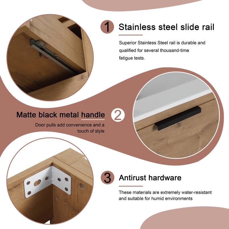 BNK 30'' Single Bathroom Vanity With Sink, Freestanding Bathroom Vanity with Soft Close Drawer and Shelf