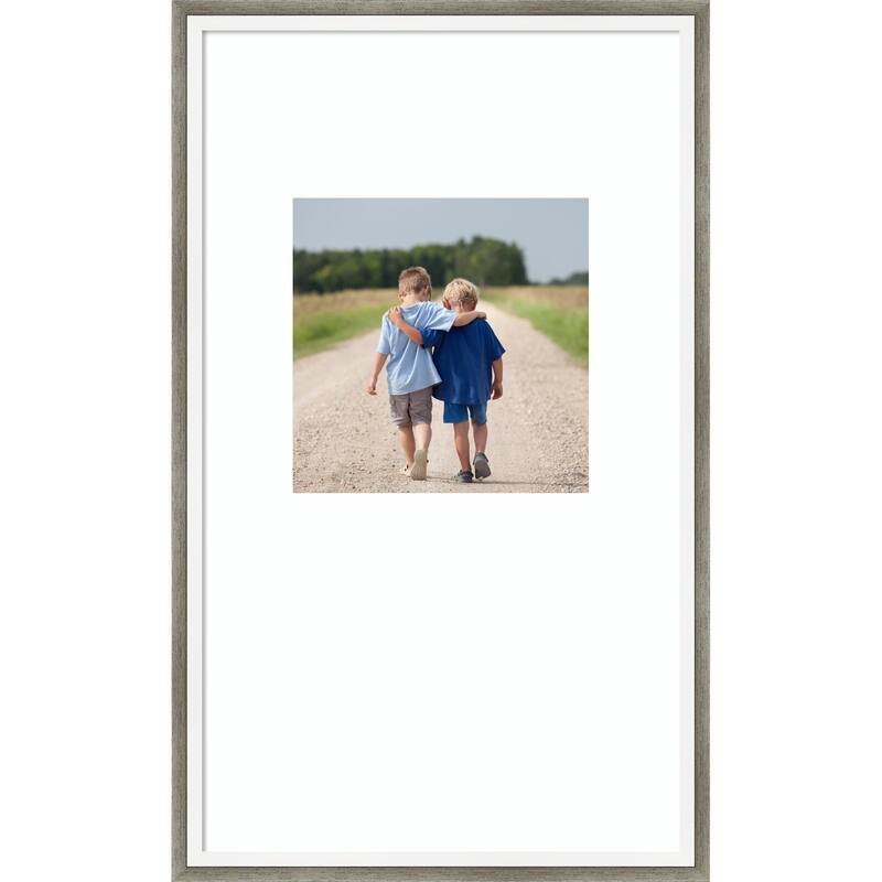 Lucie Black Framed Picture Frame, Photo Frame - 13x22 Matted White 8x8 - Lucie Silver White