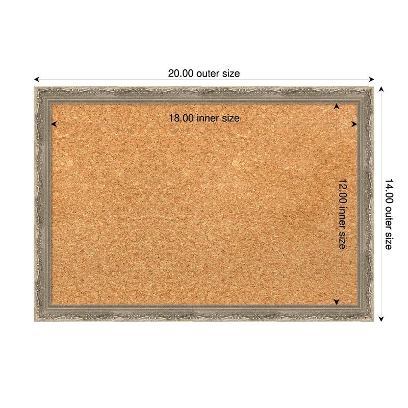 Mila Dark Silver Wood Framed Cork Board - Bulletin Board, Organization Board, Pin Board - Natural - 20 x 14 in