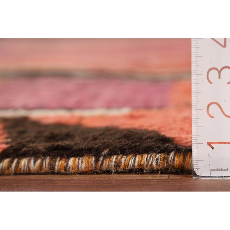 Moroccan Oriental Area Rug Hand-Knotted Abstract Wool Carpet - 8'10" x 12'2"