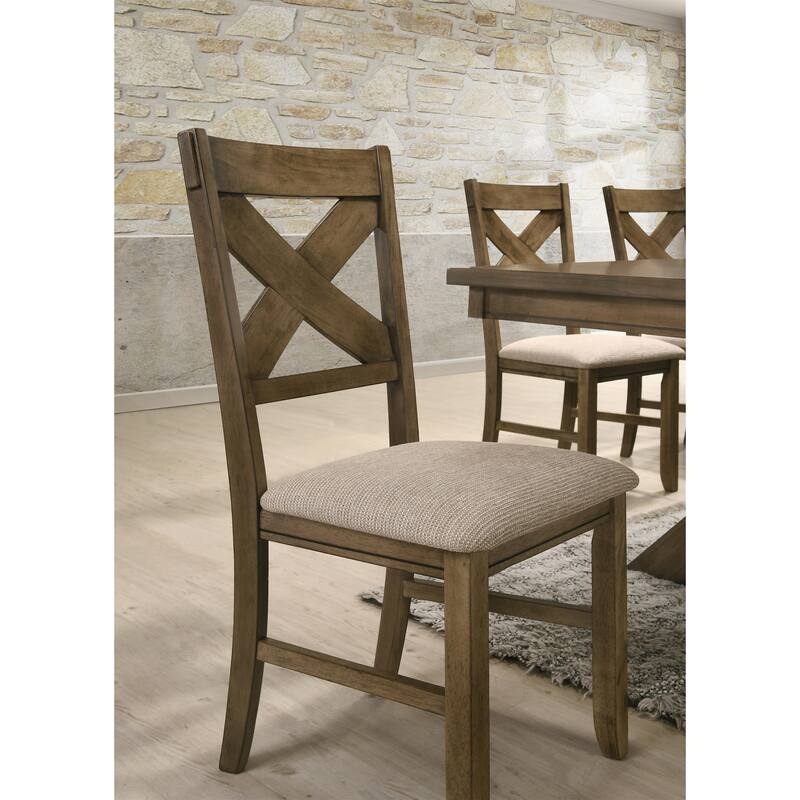 Wood Fabric Upholstered Dining Chair Set of 2