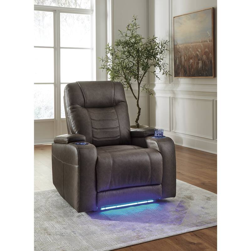 Signature Design by Ashley Schooner Rocks Power Recliner with Adjustable Headrest - Brown