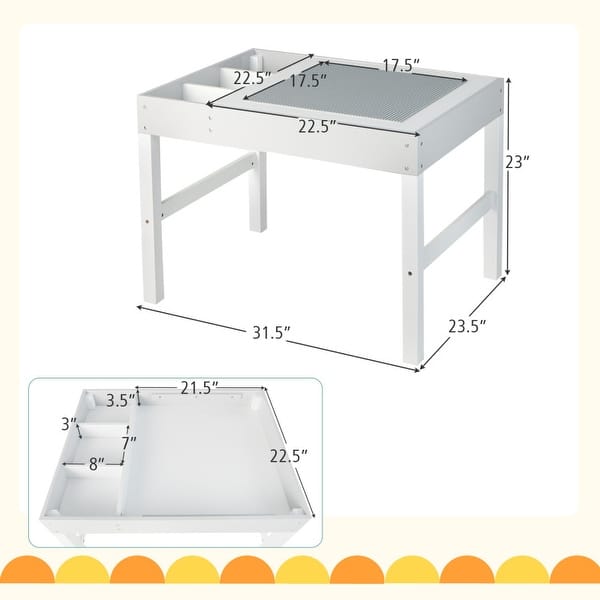 3 in 1 Wooden Kids Table with Storage and Double-Sided Tabletop-White - 31.5” x 23.5” x 23”