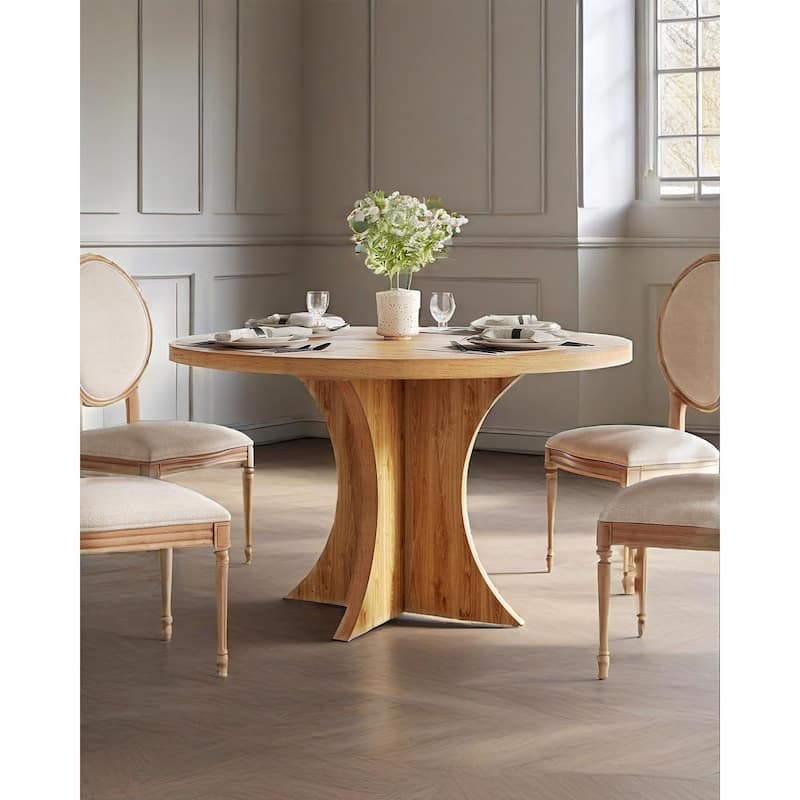 47” Round Particle Board Kitchen Dining Table Perfect to 4-6 People for Meals or Games - 47.24”L x 47.24”W x 29.92”H