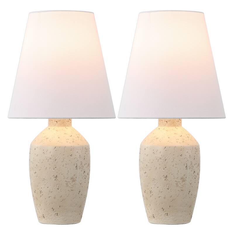 Xander 19.5" Concrete Effect Resin/Iron Ginger Jar LED Table Lamp (Set of 2), by JONATHAN Y