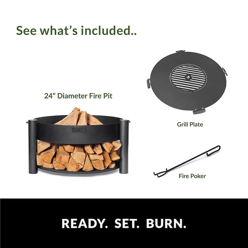 Montana 24" Fire Pit with Grill Plate