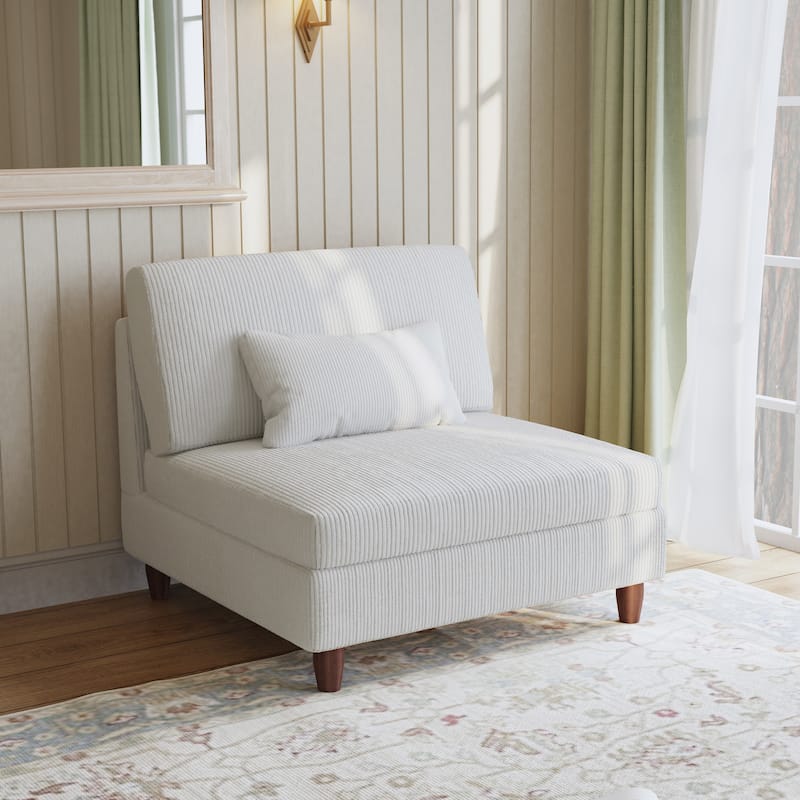 Oversized Storage Sectional Sofa Modular Couch - Beige-Armless Sofa