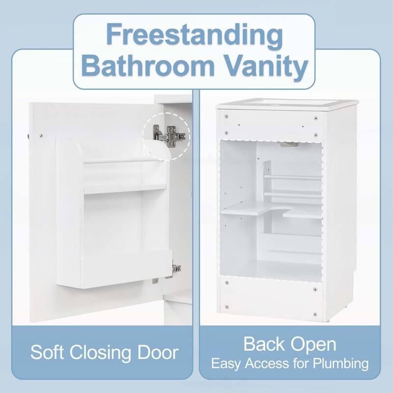 Freestanding Vanity Set with Door Shelf and Adjustable Shelf