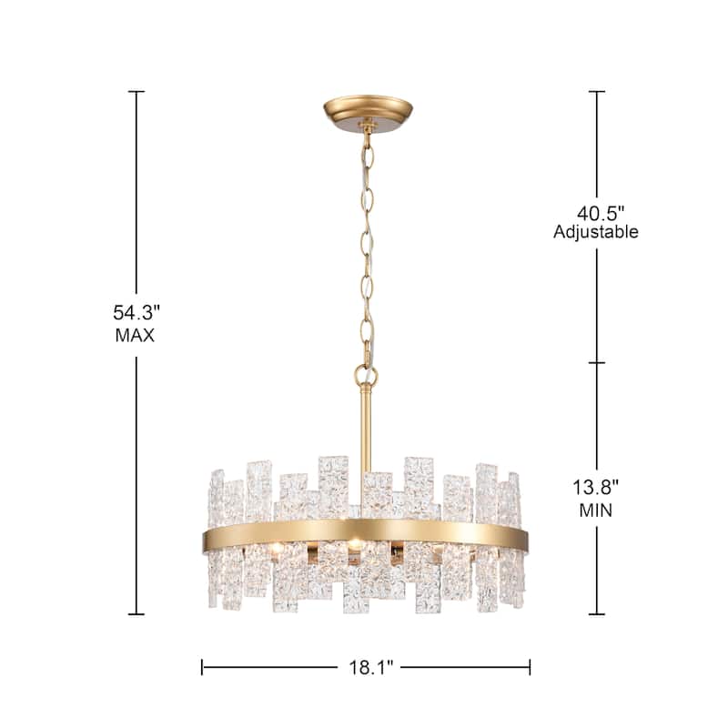 Casandra 6-light Drum Glass Strip Chandelier