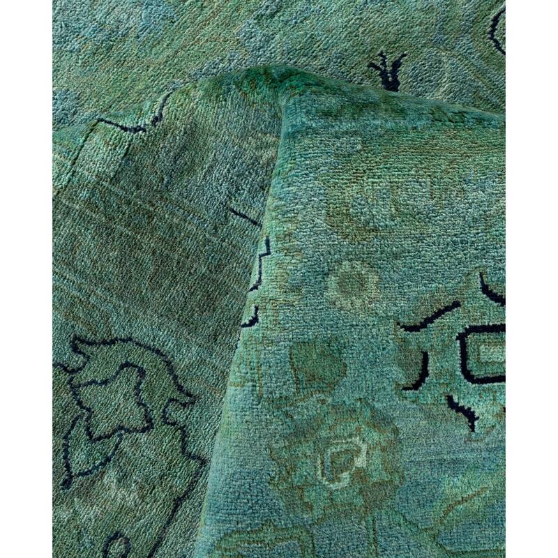 Overdyed One-of-a-Kind Hand-Knotted Area Rug - Green - 6' 1" x 8' 9"