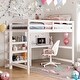 preview thumbnail 1 of 23, Full Size Loft Bed With Shelves,Desk and Writing Board for Home White
