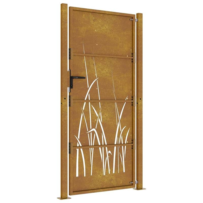 vidaXL Garden Gate 39.4x68.9" Corten Steel Grass Design - 43.3 x 70.9"