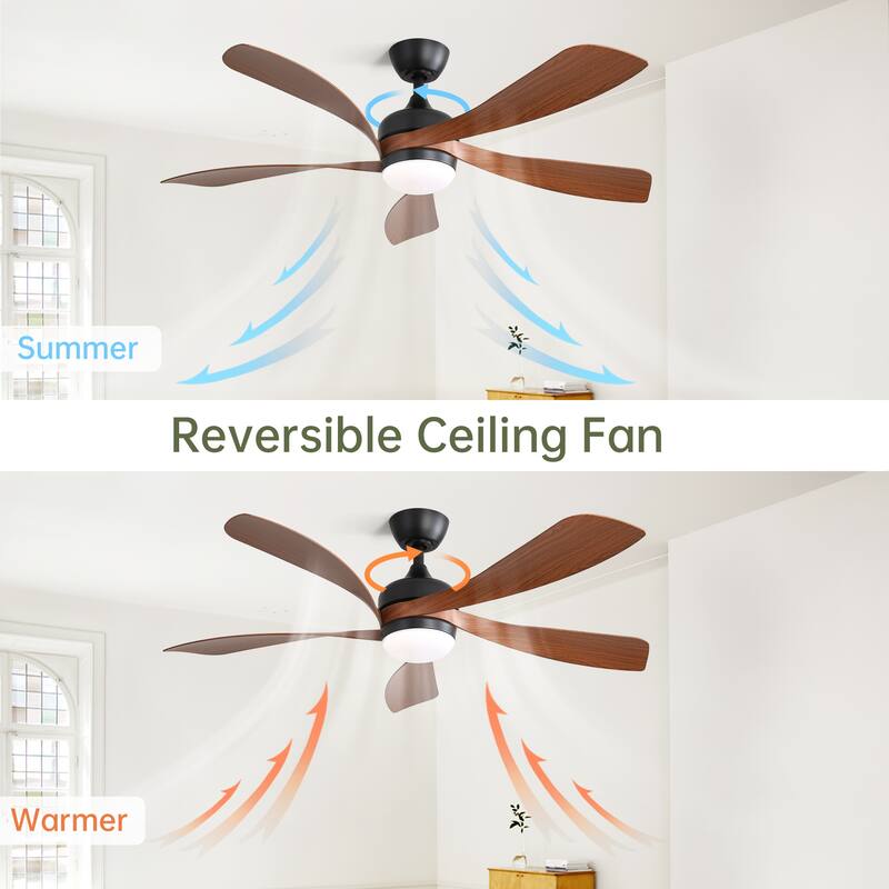 45 Inch Matte Black Ceiling Fan with Integrated Light