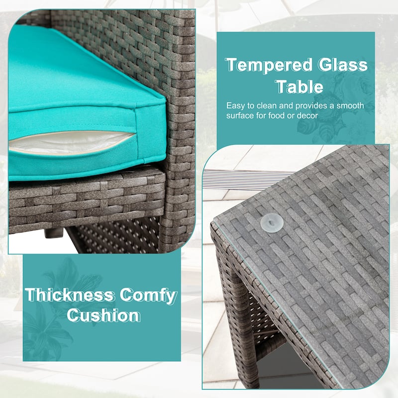 Futzca 4 Pieces Outdoor Patio Furniture Sets Conversation Sets Rattan Chair