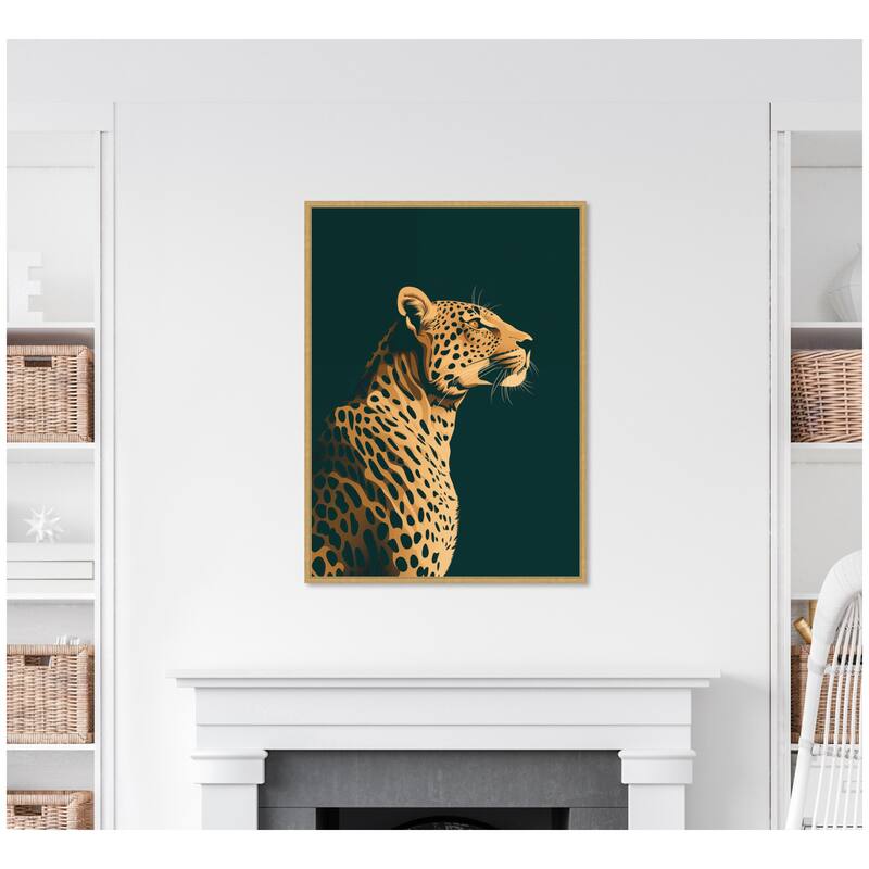 Kate and Laurel Emerald Gilded Cheetah by The Creative Bunch Studio Framed Canvas Wall Art Print