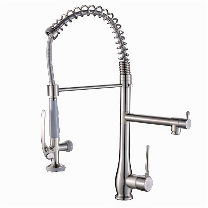 Commercial Kitchen Faucet Pull Down Sprayer Single Handle - Brushed Nickel