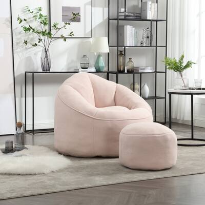 Bedding High Pressure Foam Bean Bag Chair Adult Material with Padded Foam Padding Compressed Bean Bag with Footrest
