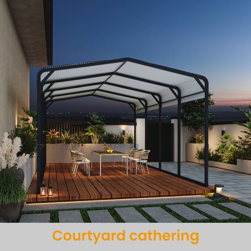 GDF Studio - Ironhaven Industrial 12 x 20 FT Metal Carport