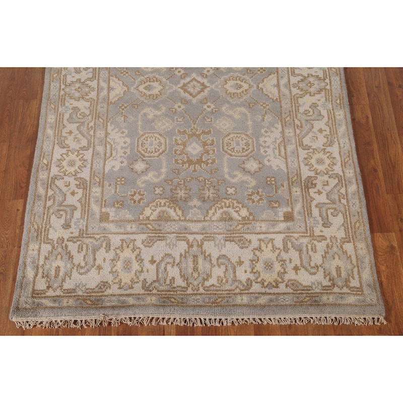 Gray Oushak Oriental Area Rug Handmade Wool Carpet - 3'11"x 6'1"
