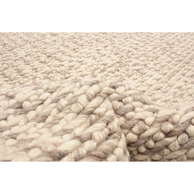 ECARPETGALLERY Braid weave Sienna Beige Wool Rug - 4'10 x 7'11