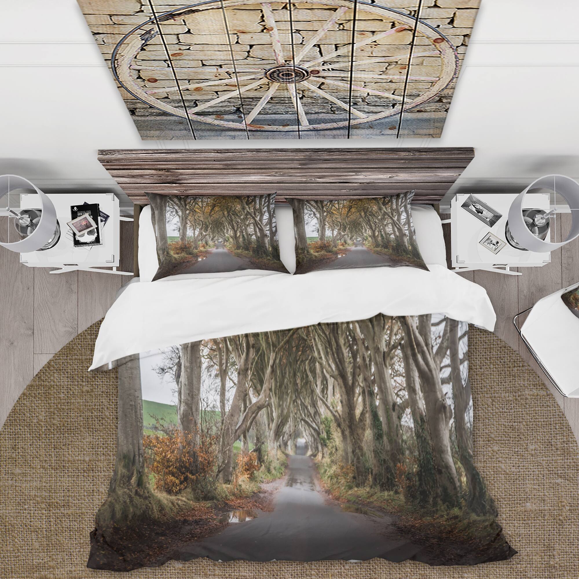 Designart 'Avenue Of Tall Trees In Ireland' Farmhouse Duvet Cover Set