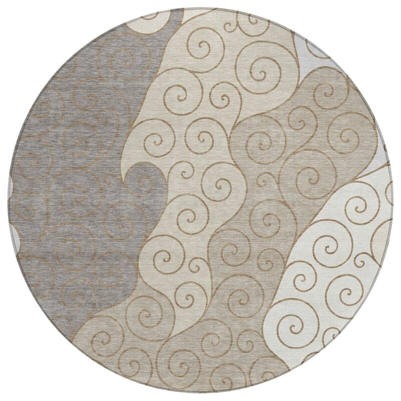 Machine Washable Indoor/ Outdoor Swirly Chantille Rug